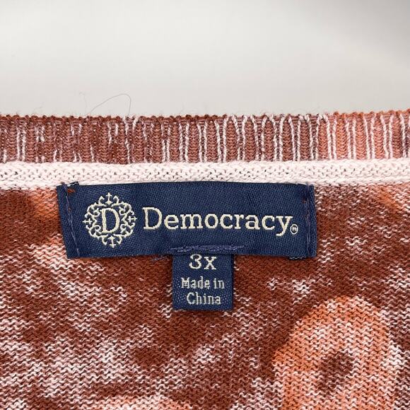 New Democracy Animal Print V-Neck Sweater Plus Size 3X Leopard Zebra Brown - Picture 4 of 7